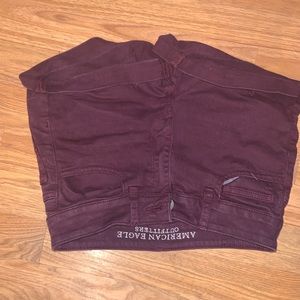 Maroon jean shorts